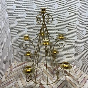 Gold Metal Tree/Candelabra tiered candle‎ holder VINTAGE Q16